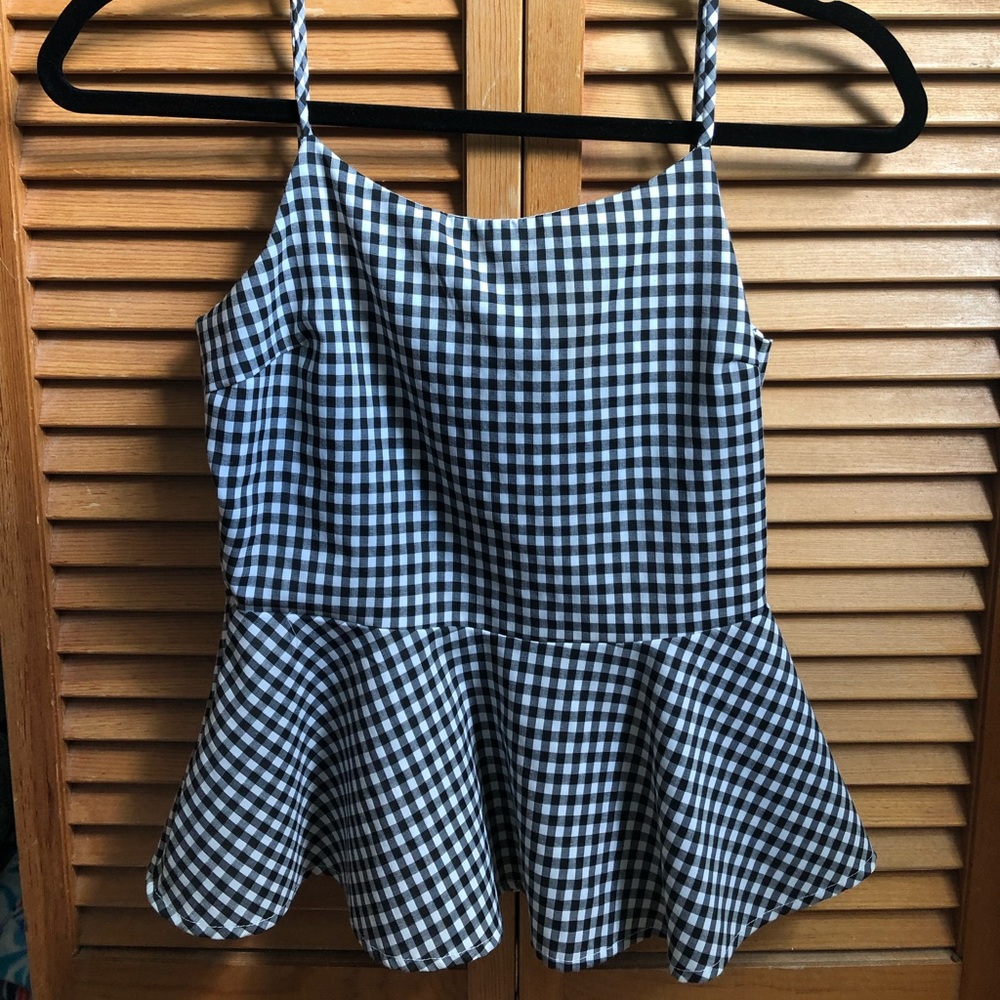 Checkered peplum tank